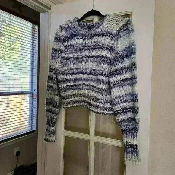 Wild Fable Women's Blue Comfy Cozy Crop Knit Chunky Fall Winter Sweater Medium - Picture 2 of 11